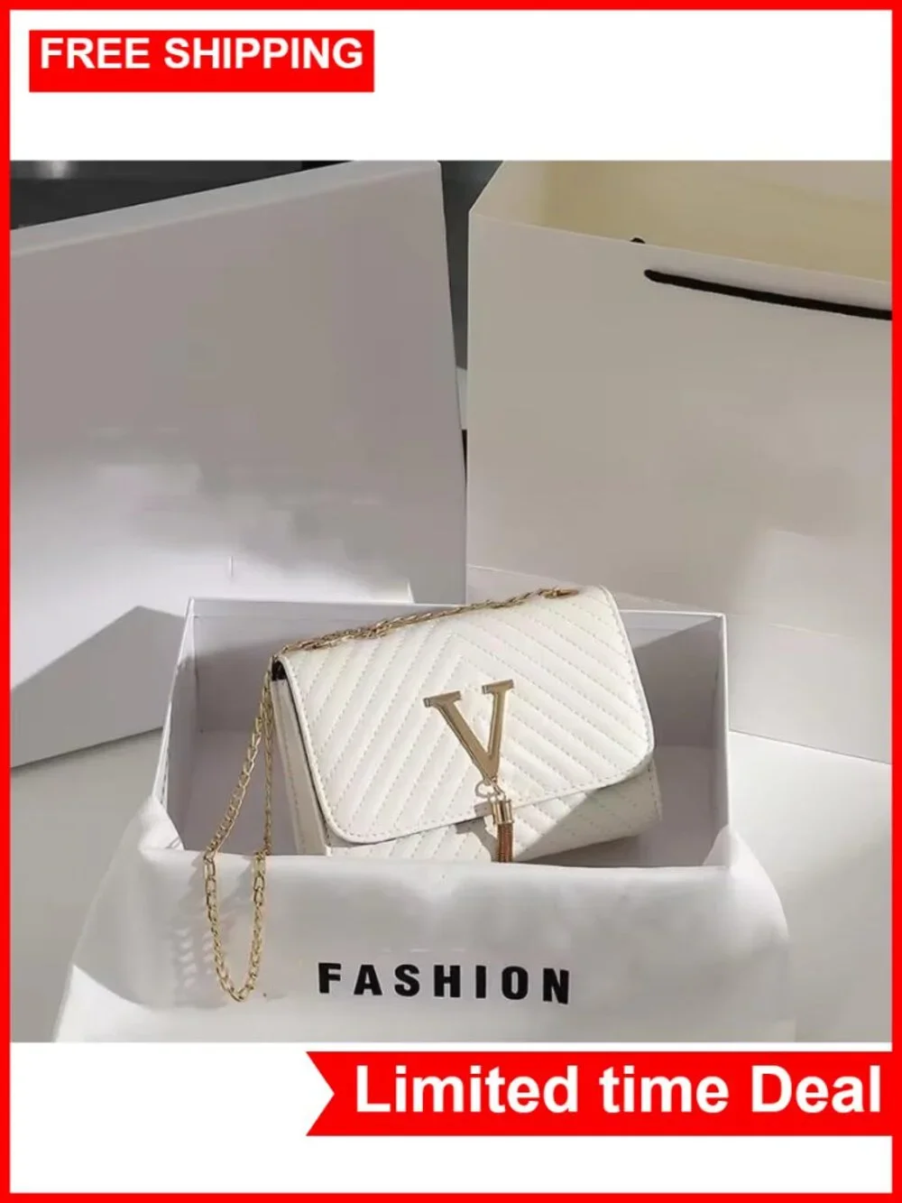 PU Leather Evening Bag Flap Crossbody Shoulder Bag Chain Strap